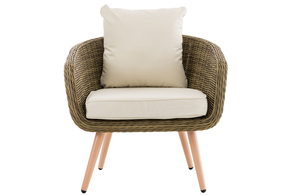 Fauteuil Ameland rond crèmewit 40 cm (lichtbruin) (2)