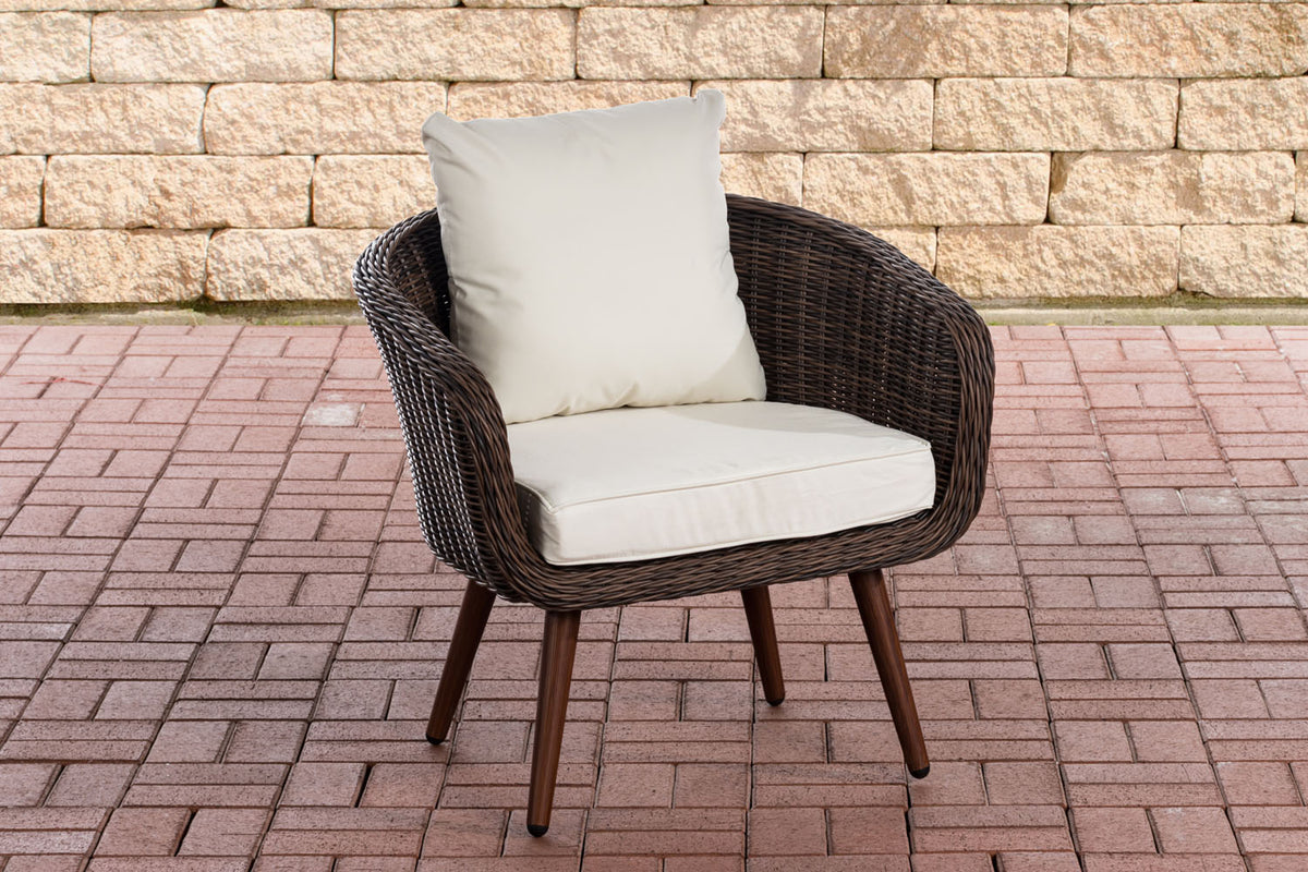 Fauteuil Ameland rond crèmewit 40 cm (donkerbruin)