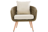 Fauteuil Ameland rond crèmewit 45 cm (lichtbruin) (2)