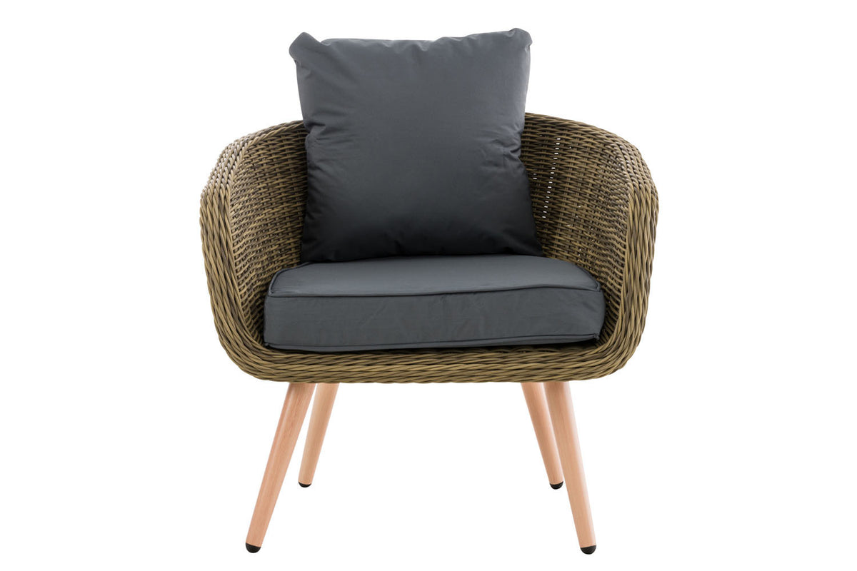 Fauteuil Ameland rond ijzergrijs 45 cm (lichtbruin) (2)