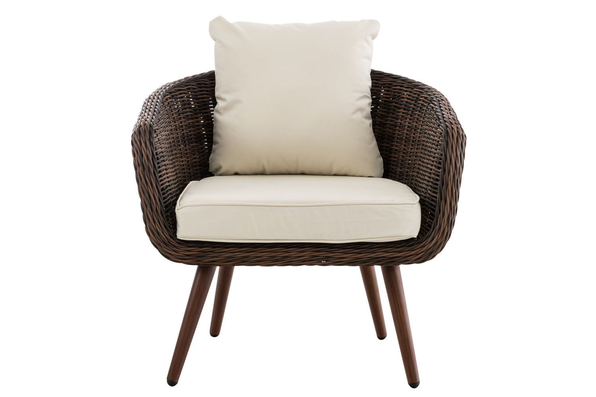 Fauteuil Ameland rond crèmewit 45 cm (donkerbruin) (2)
