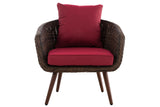 Fauteuil Ameland rond robijnrood 45 cm (donkerbruin) (2)