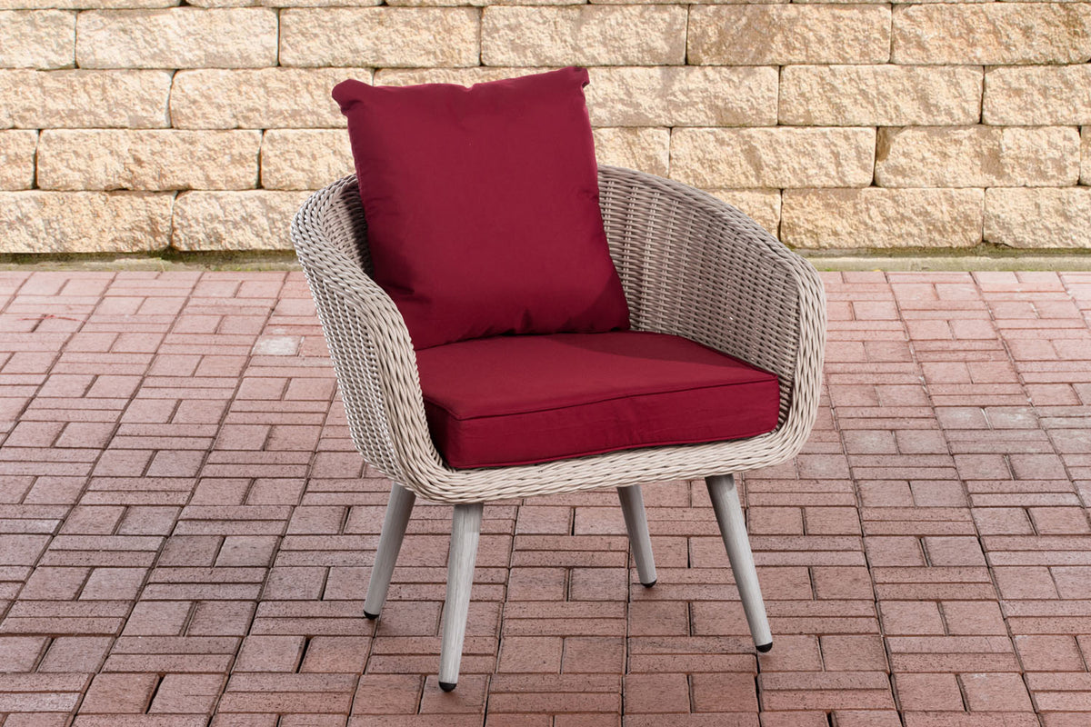 Fauteuil Ameland rond robijnrood 45 cm (lichtgrijs)