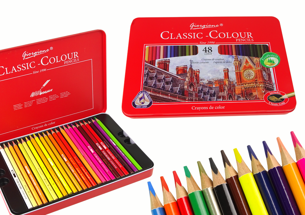 Set met 48 Art Crayons in metalen blik