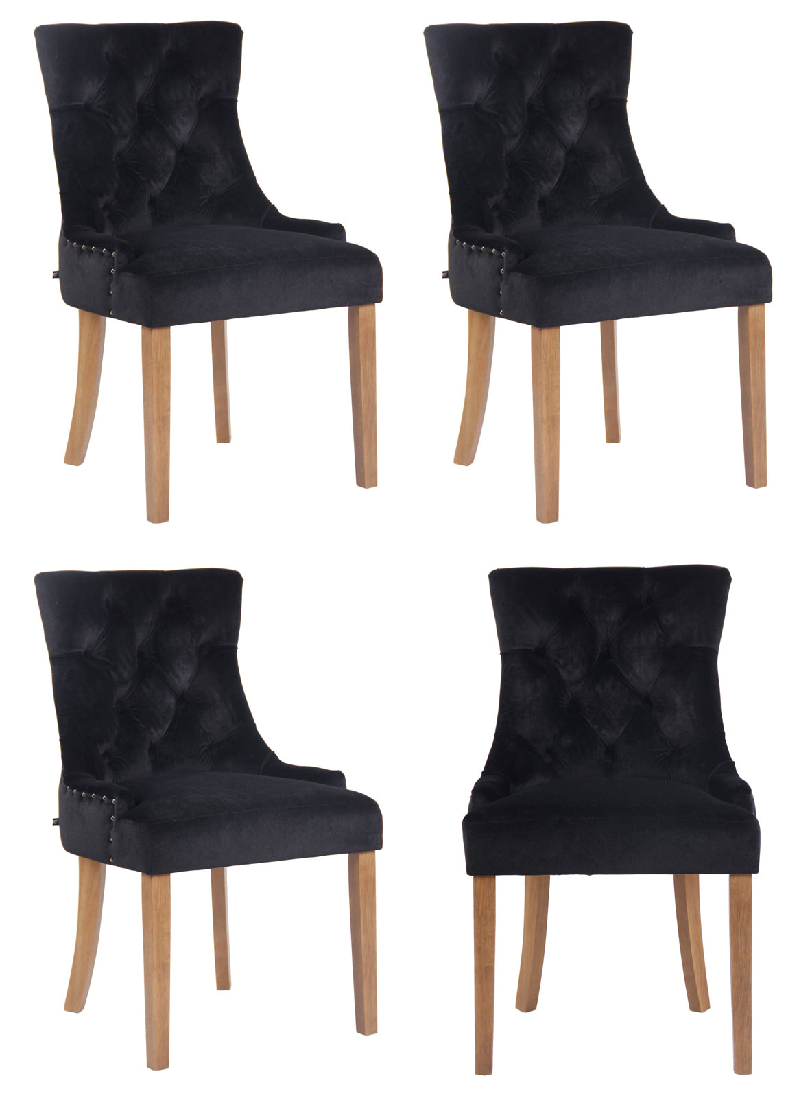 4-delige set eetkamerstoelen Aberdeen fluweel antiek-licht