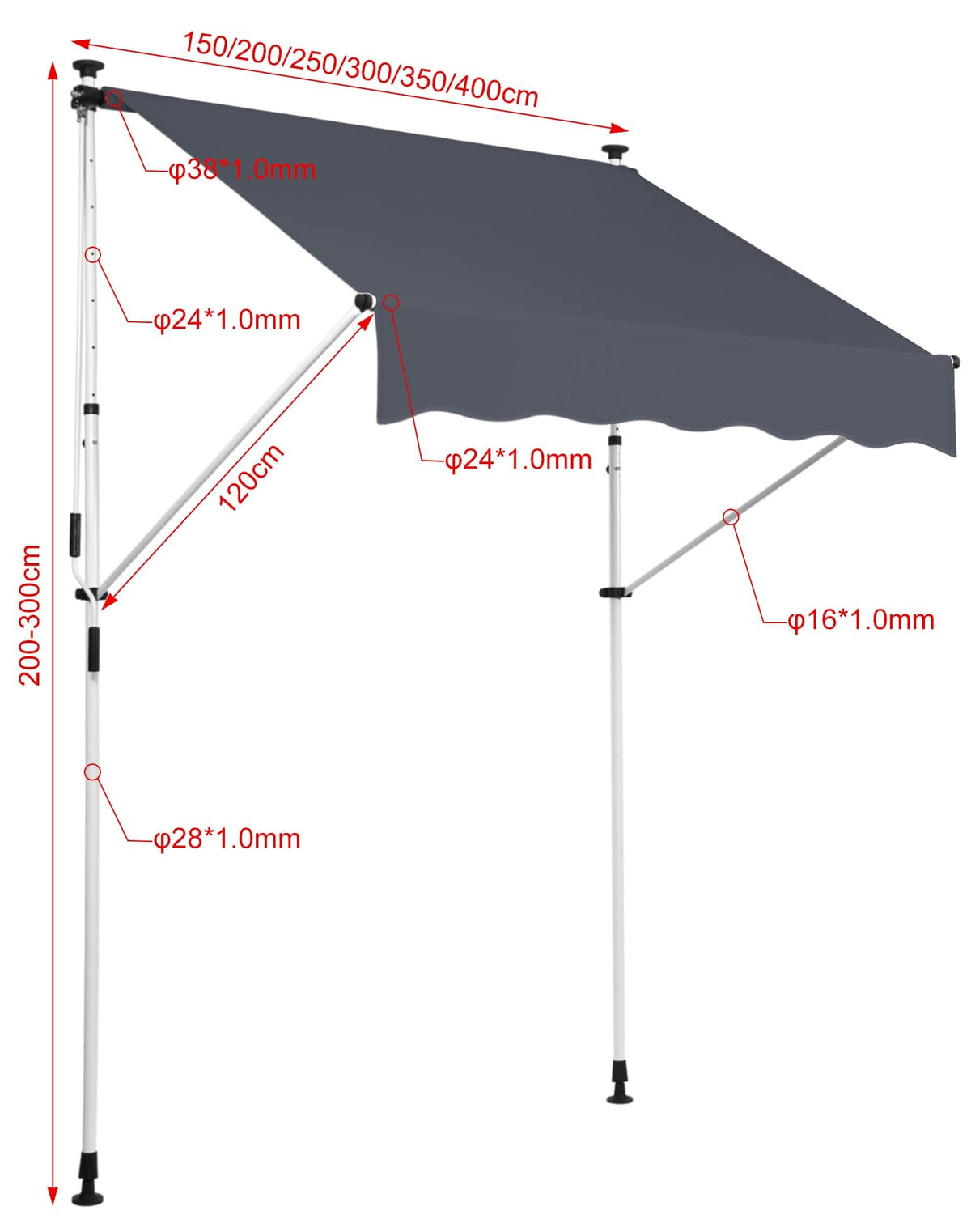Klemzonnescherm Westerly 150x120 cm (6)