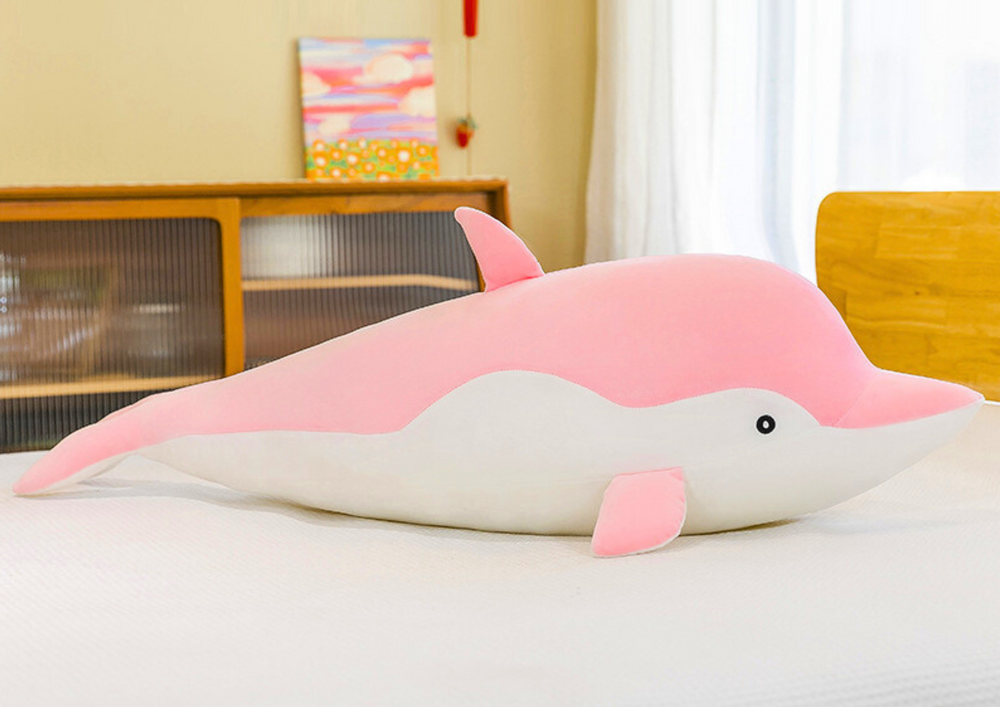 Roze dolfijn-pluchemascotte 70 cm