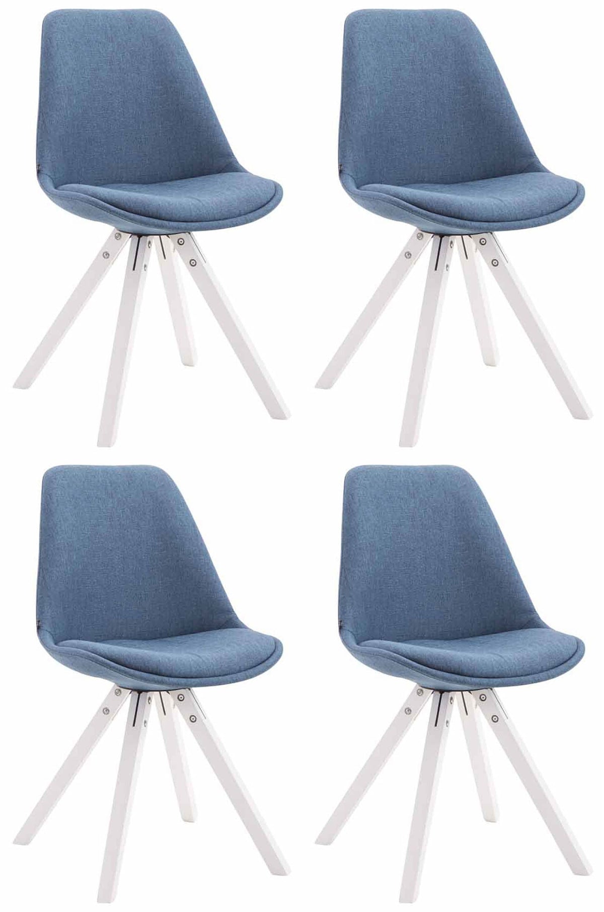 4-delige set bezoekersstoelen Toulouse stof Square wit