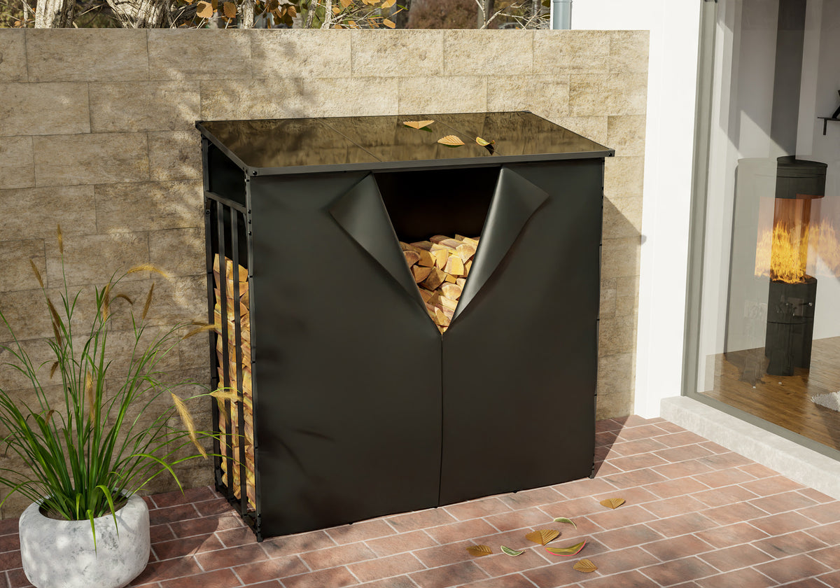 Houtopslag + afdekzeil Ruston metaal XL (2)