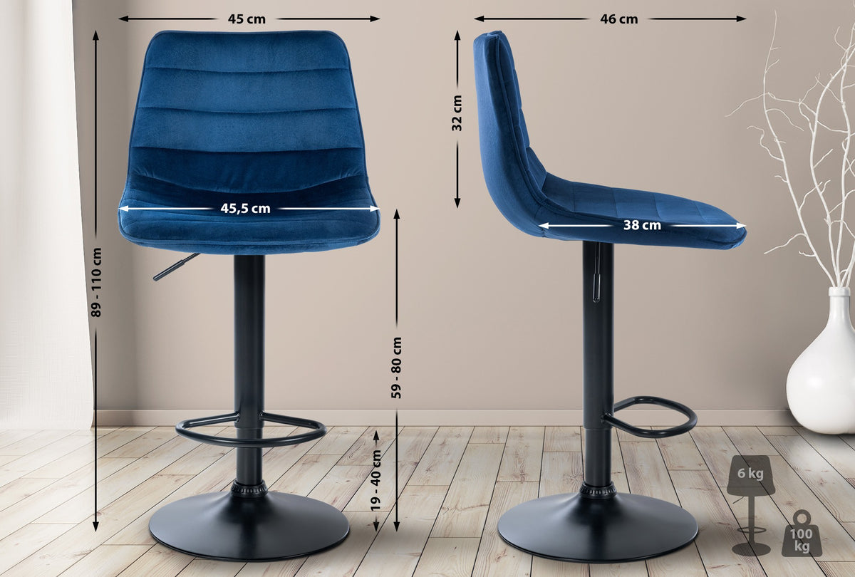 Barkruk Lex Fluweel Zwart (2)