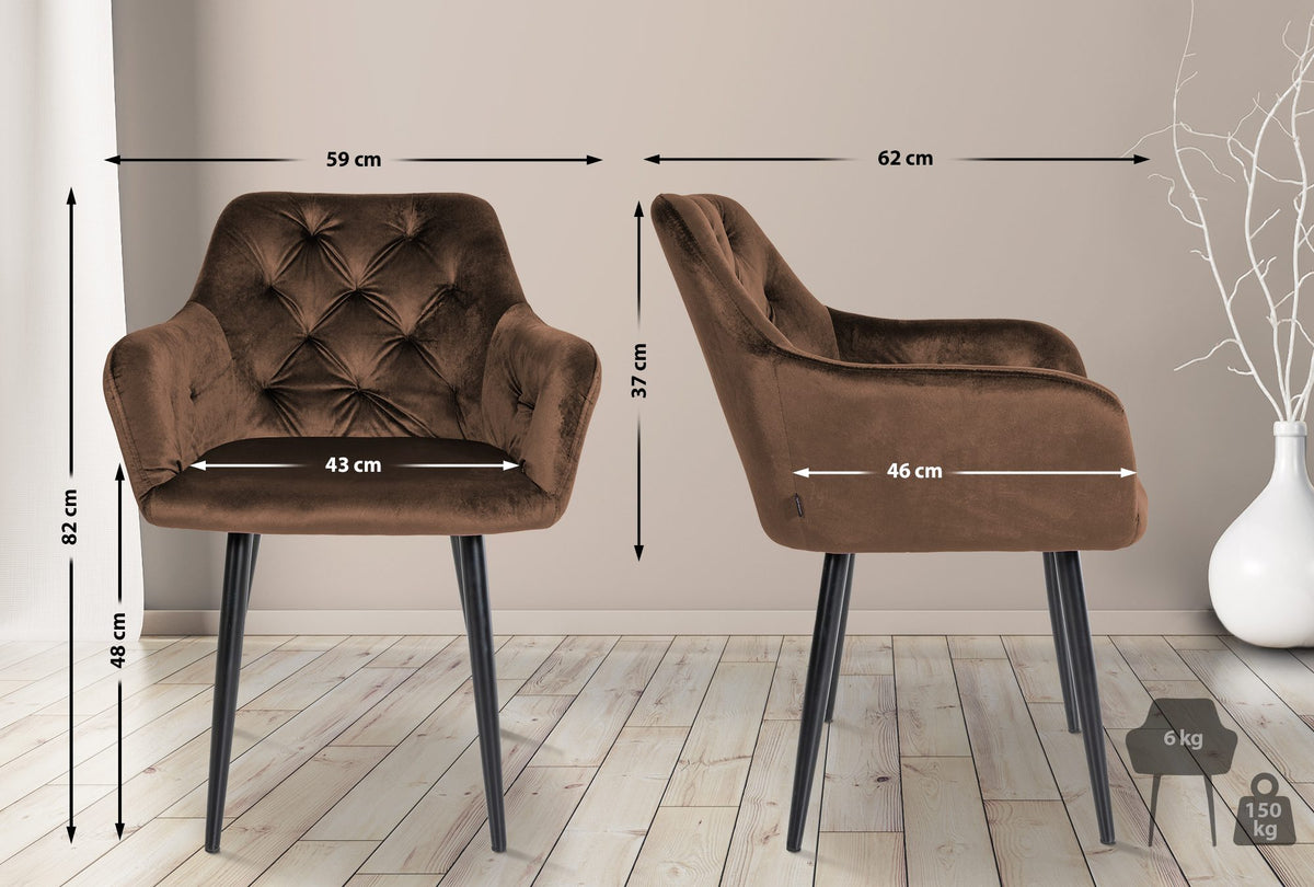 Set van 2 eetkamerstoelen Stanley fluweel (2)