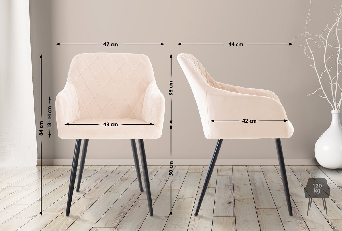 2-delige set eetkamerstoel Shila fluweel (2)
