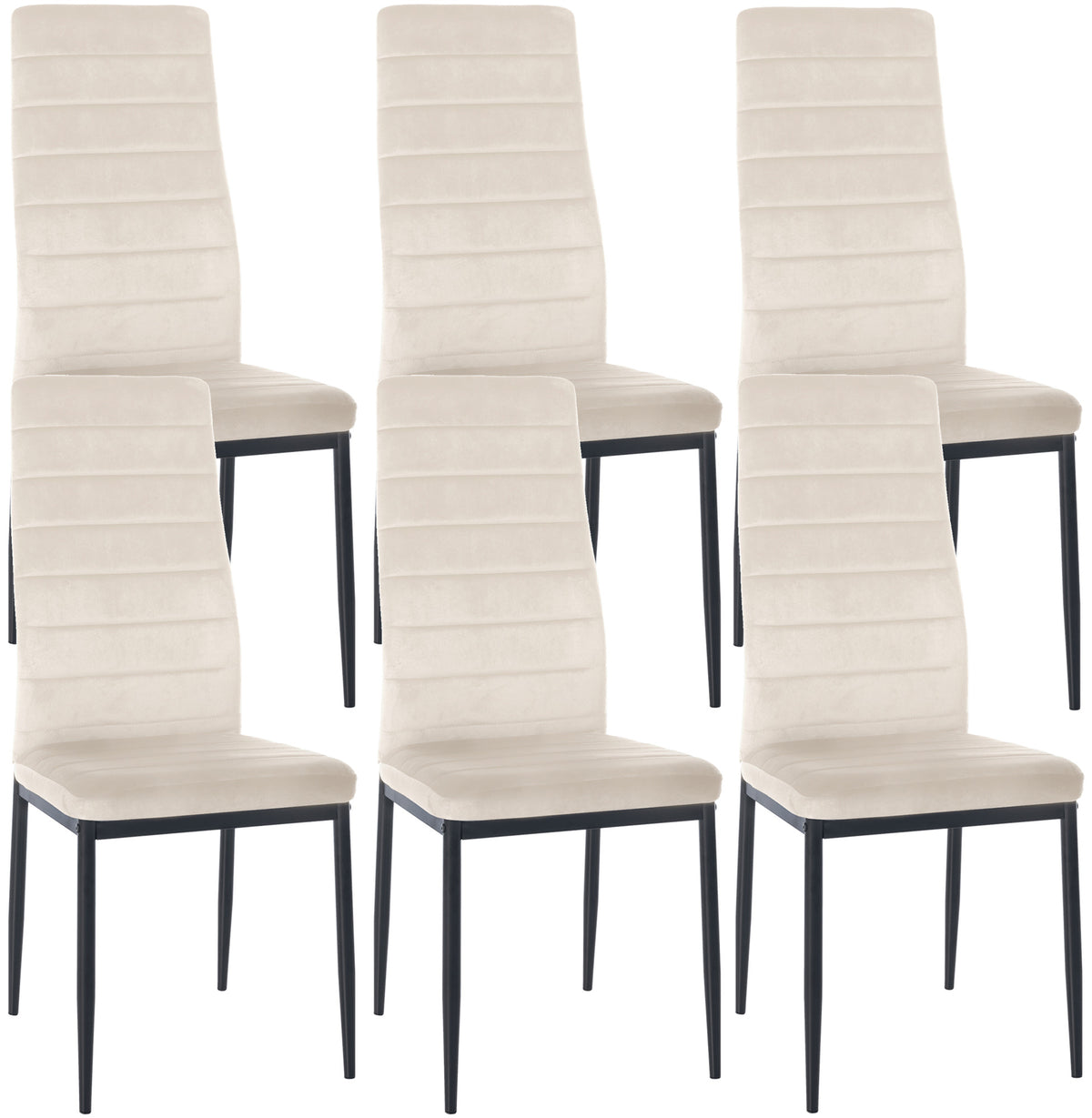 6-delige set eetkamerstoelen Mayfair fluweel