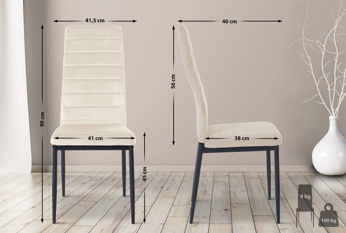 4-delige set eetkamerstoelen Mayfair fluweel (2)
