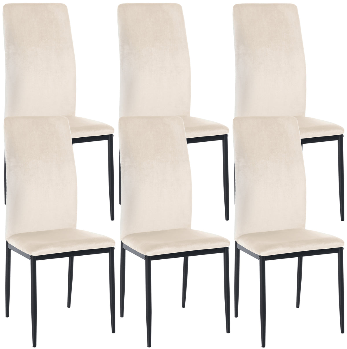 6-delige set eetkamerstoelen Savino fluweel
