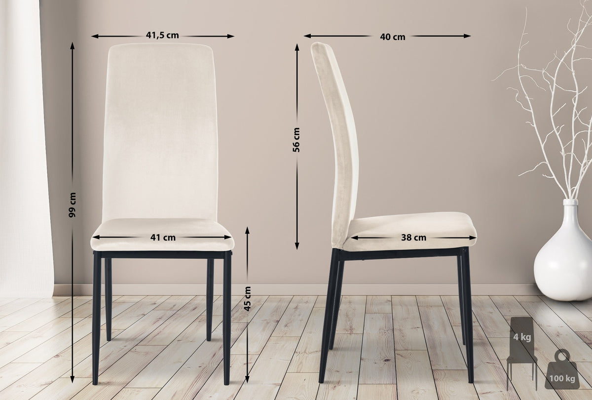 4-delige set eetkamerstoelen Savino fluweel (2)