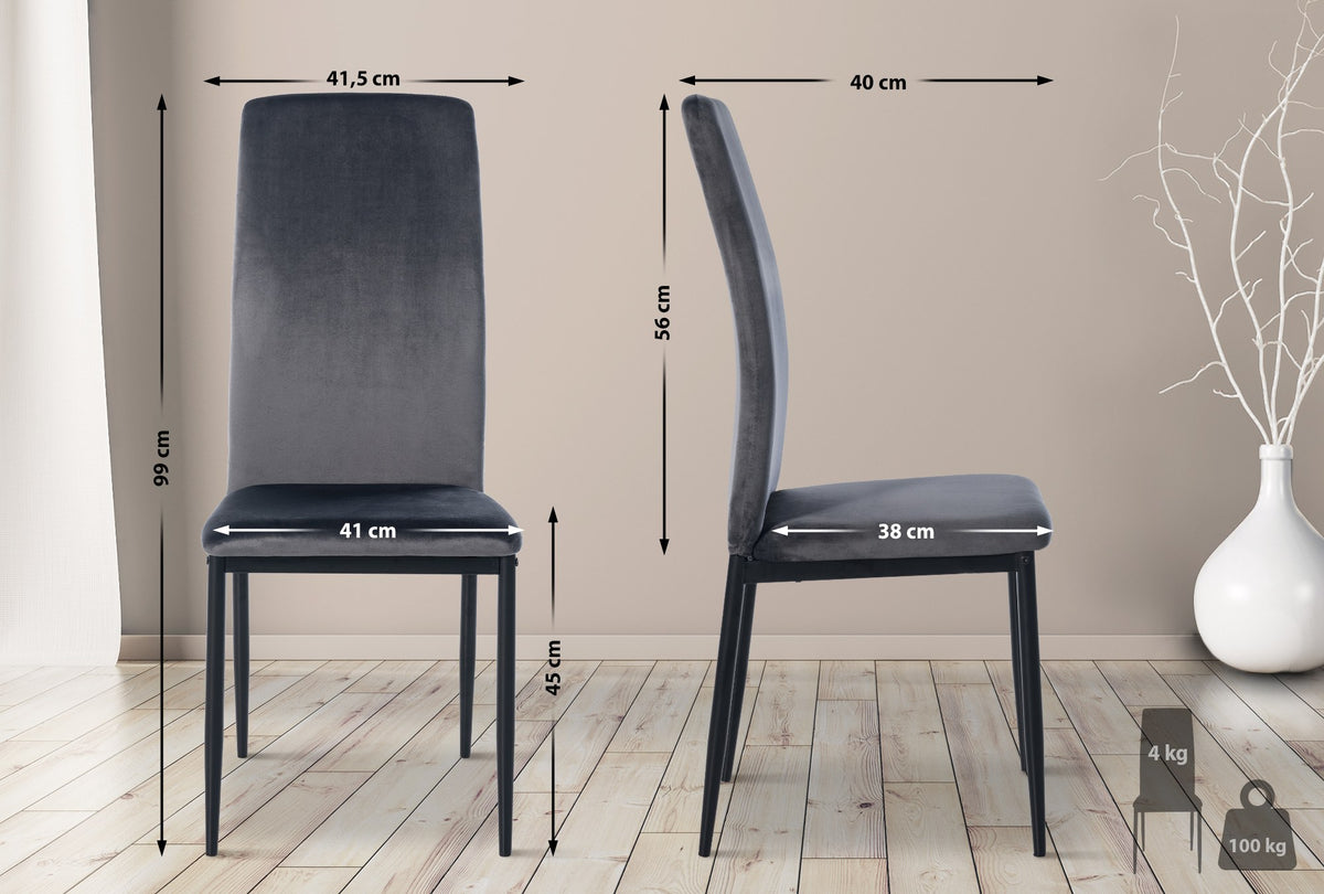 4-delige set eetkamerstoelen Savino fluweel (10)