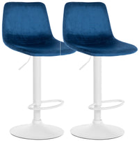 2-delige set barkrukken Divo fluweel wit