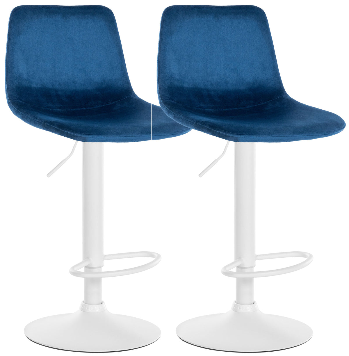 2-delige set barkrukken Divo fluweel wit