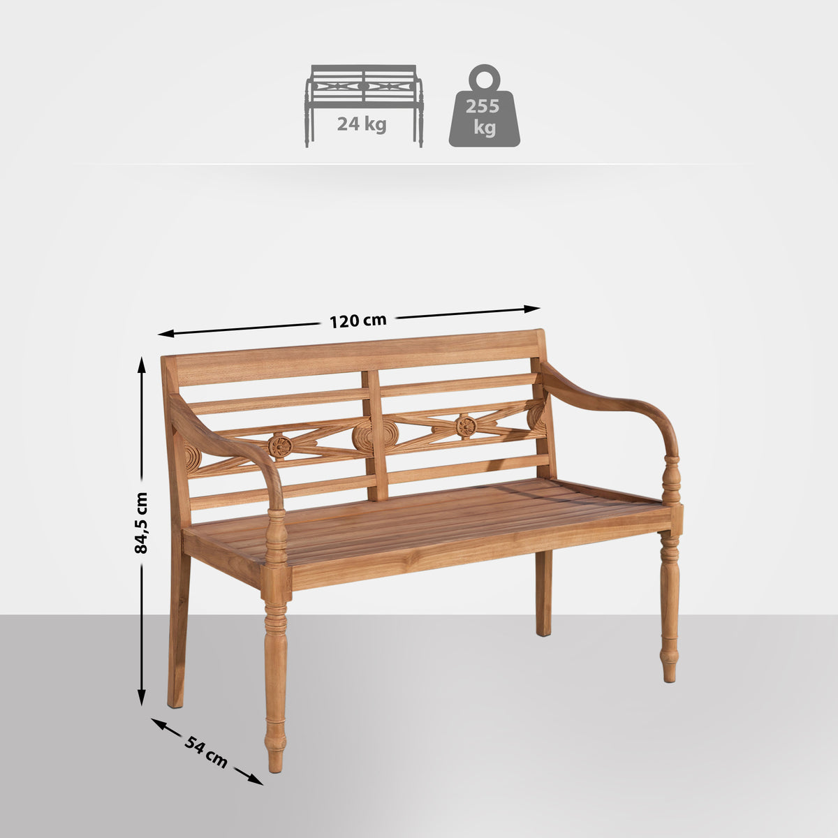 Teakbank Maryland V2 120 cm met afdekhoes (2)