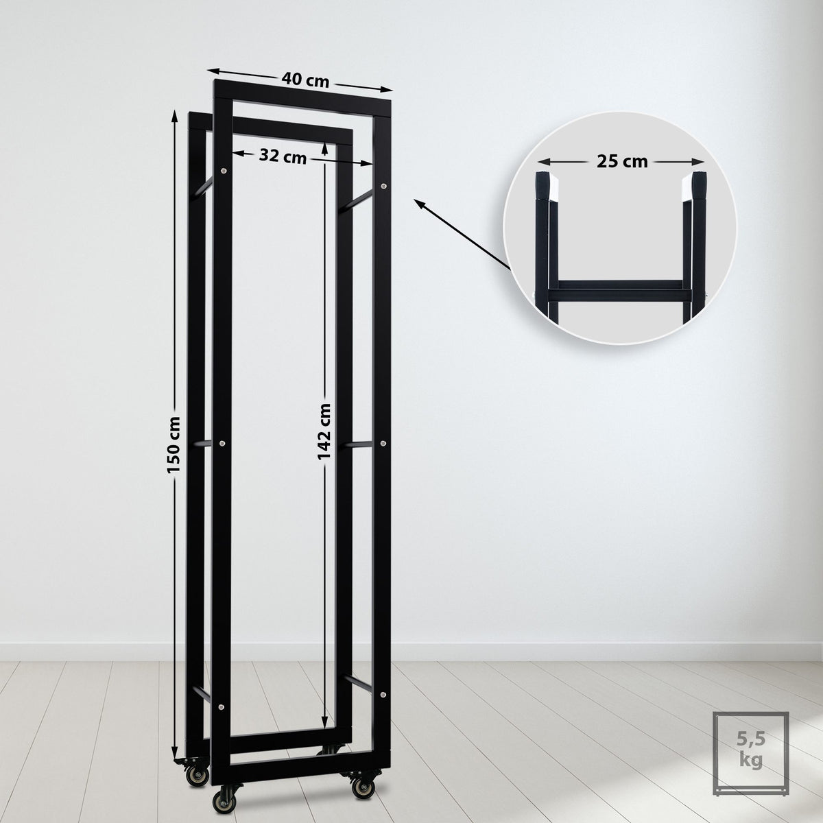 Haardhoutrek Keri met wielen 25x40x150 (2)