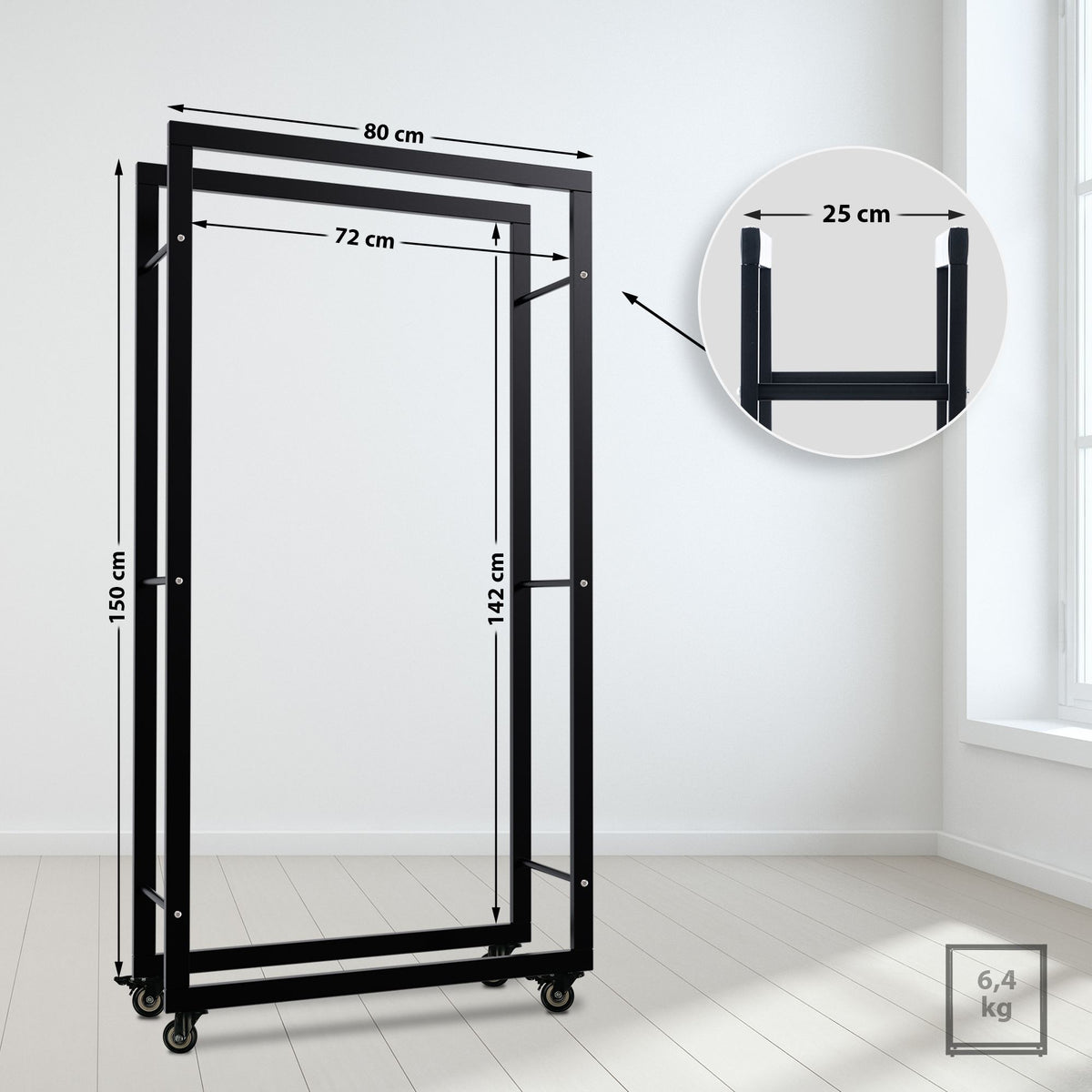Haardhoutrek Keri met wielen 25x80x150 (2)