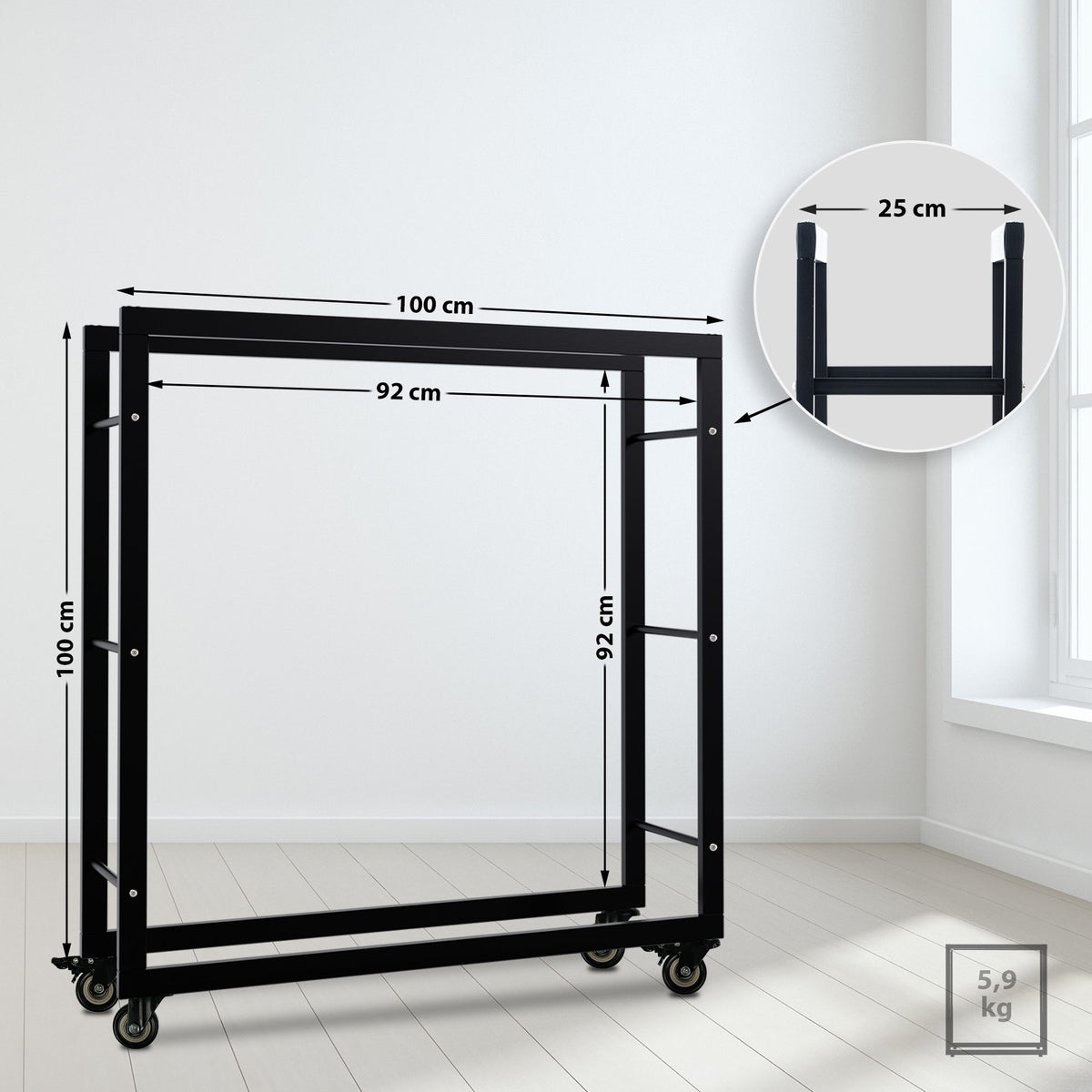 Haardhoutrek Keri met wielen 25x100x100 (2)