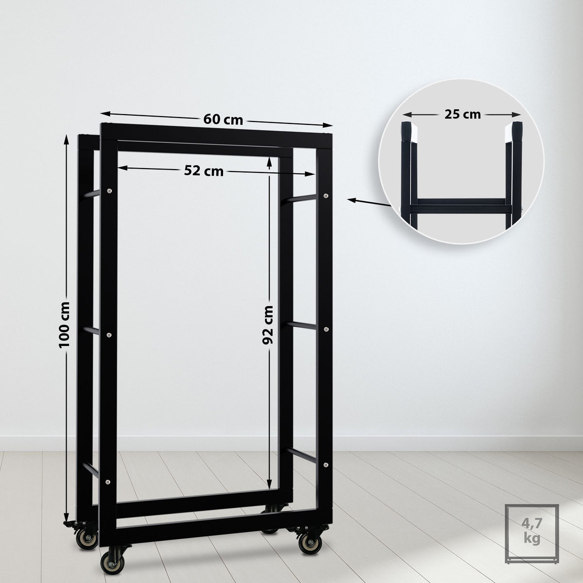 Haardhoutrek Keri met wielen 25x60x100 (2)