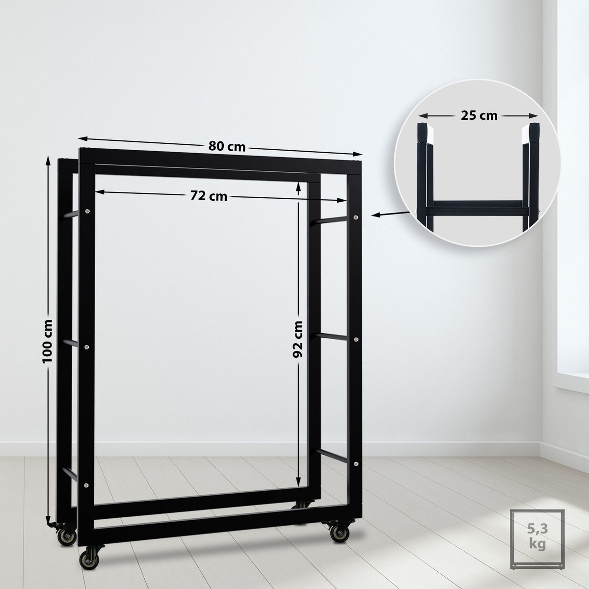 Haardhoutstandaard Keri met wielen 25x80x100 (2)