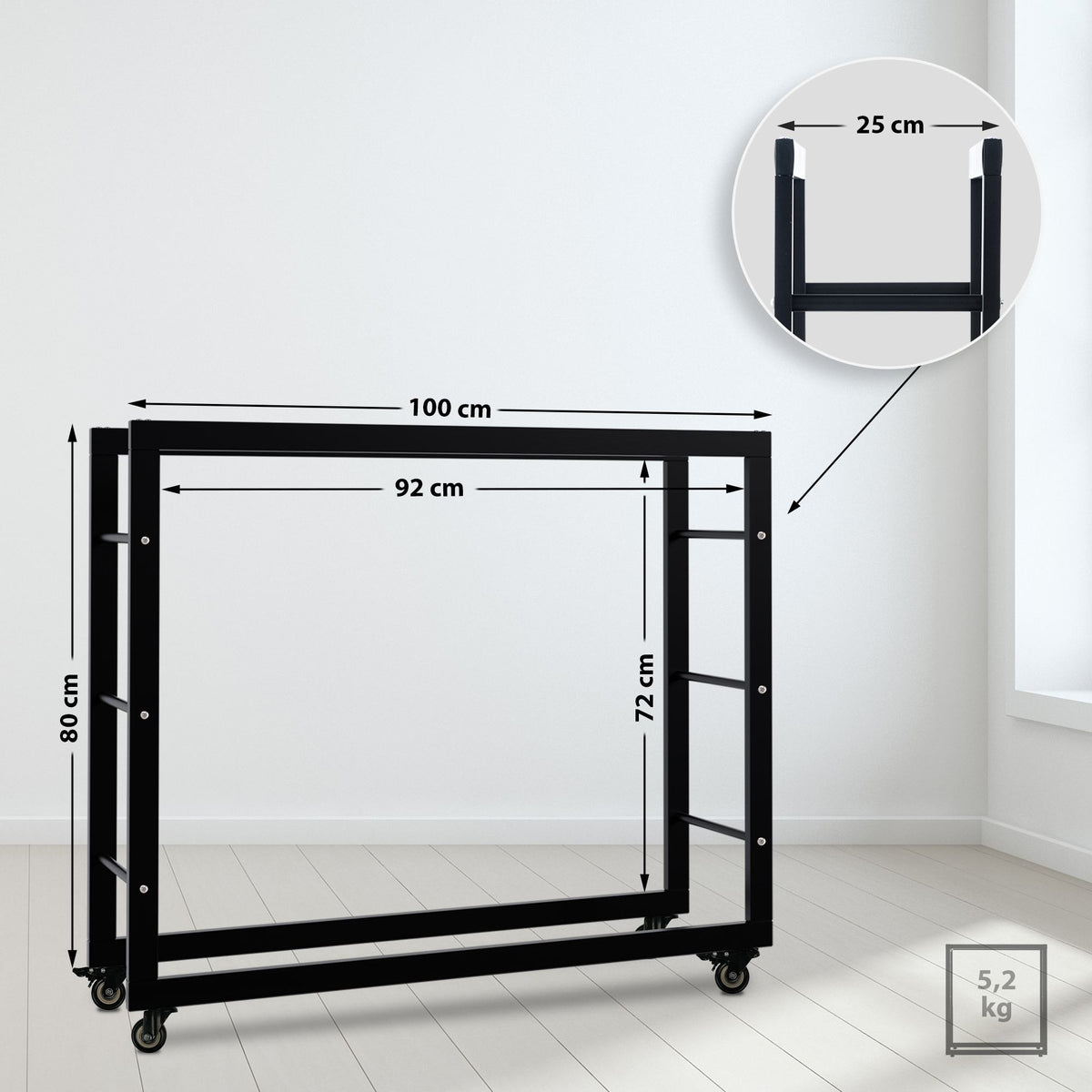 Haardhoutrek Keri met wielen 25x100x80 (2)