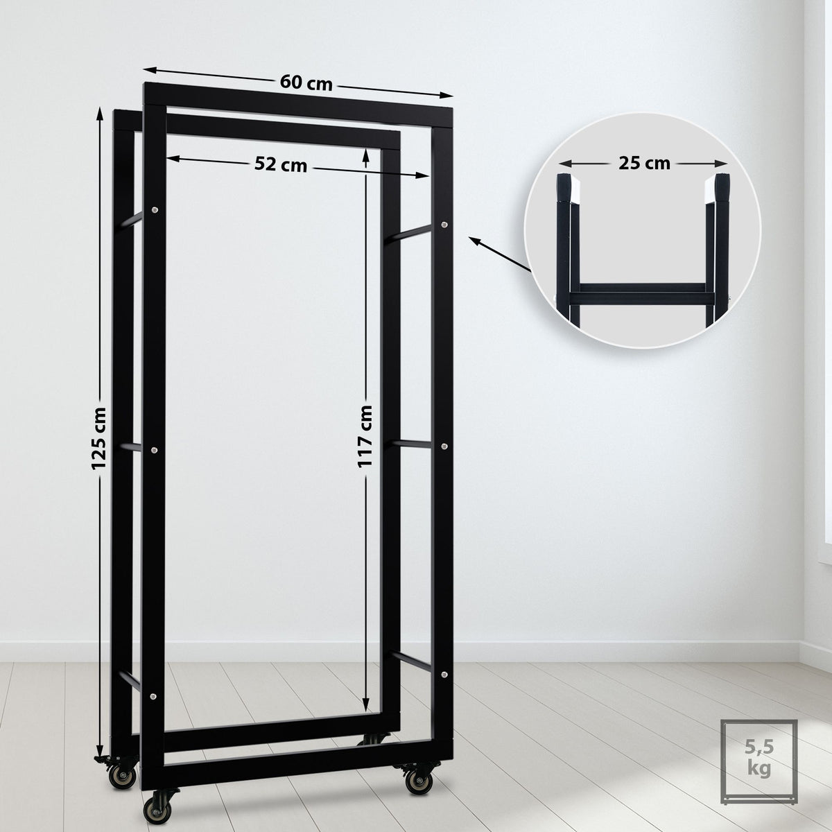Haardhoutrek Keri met wielen 25x60x125 (2)