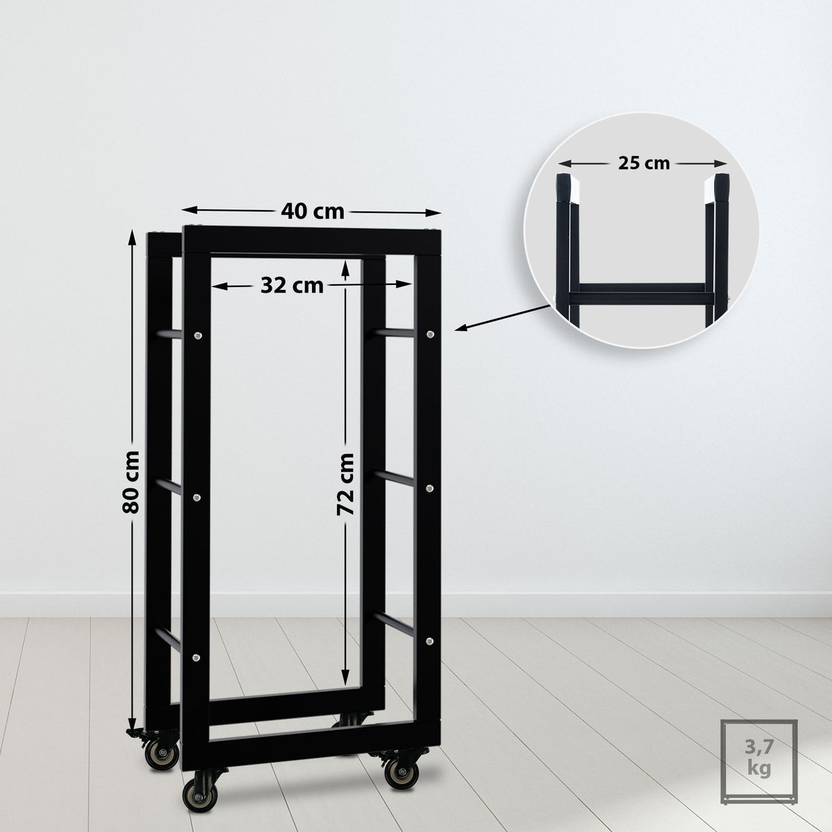 Haardhoutrek Keri met wielen 25x40x80 (2)