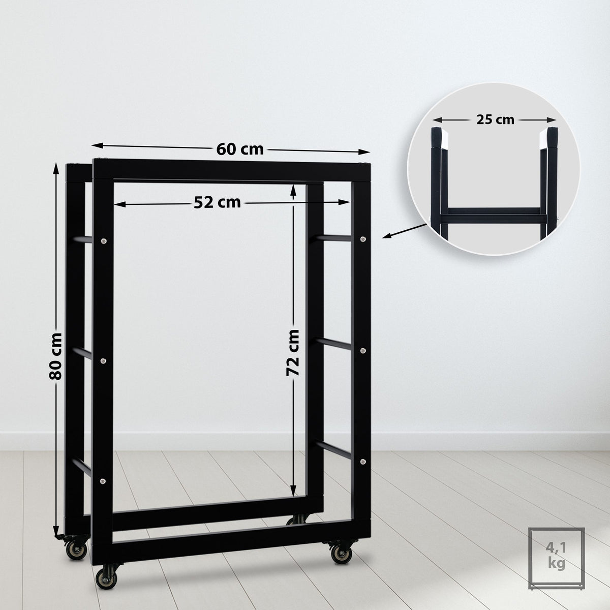 Haardhoutrek Keri met wielen 25x60x80 (2)