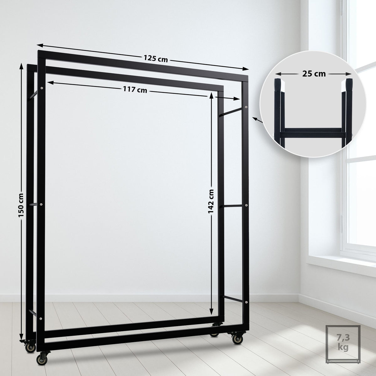 Haardhoutrek Keri met wielen 25x125x150 (2)