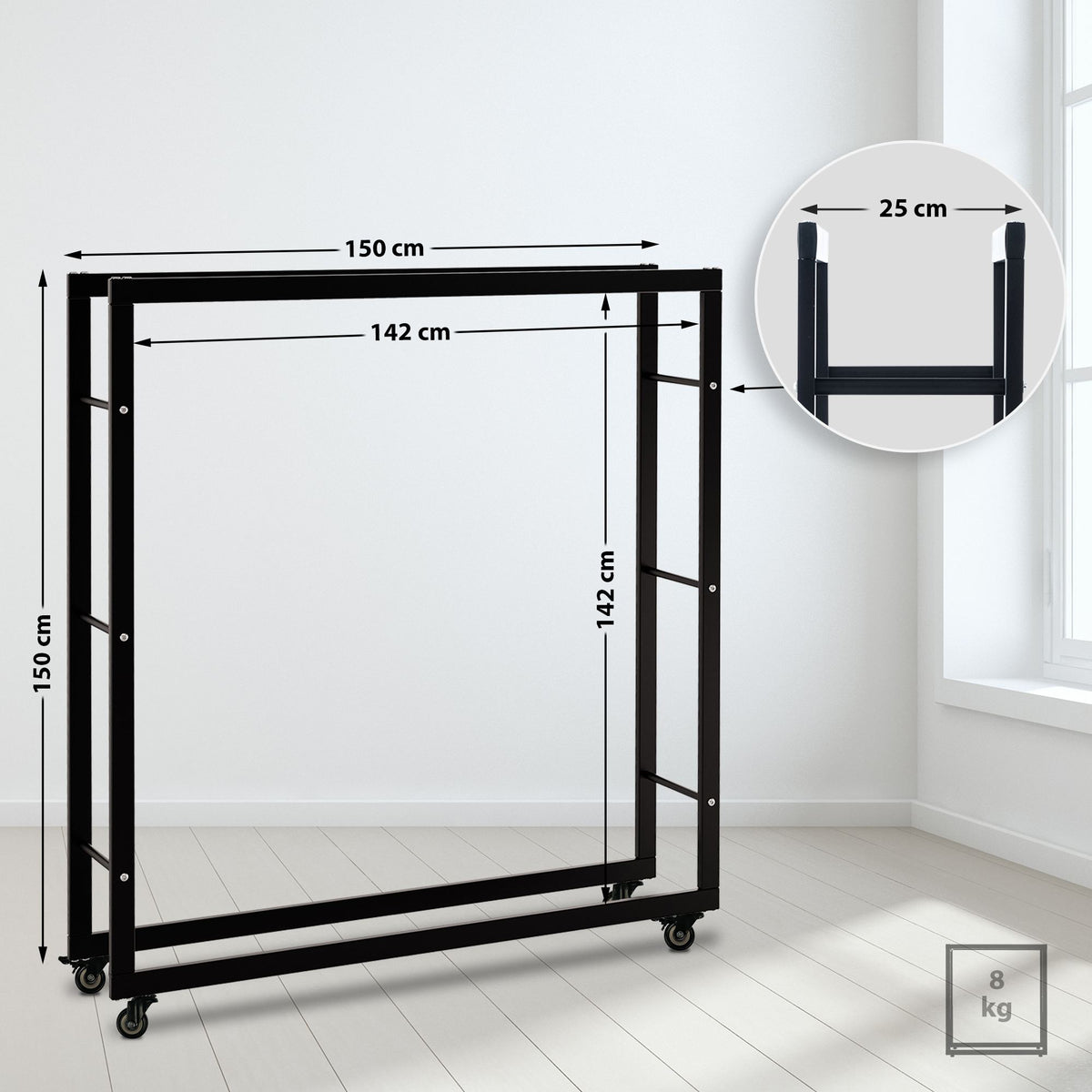 Haardhoutrek Keri met wielen 25x150x150 (2)