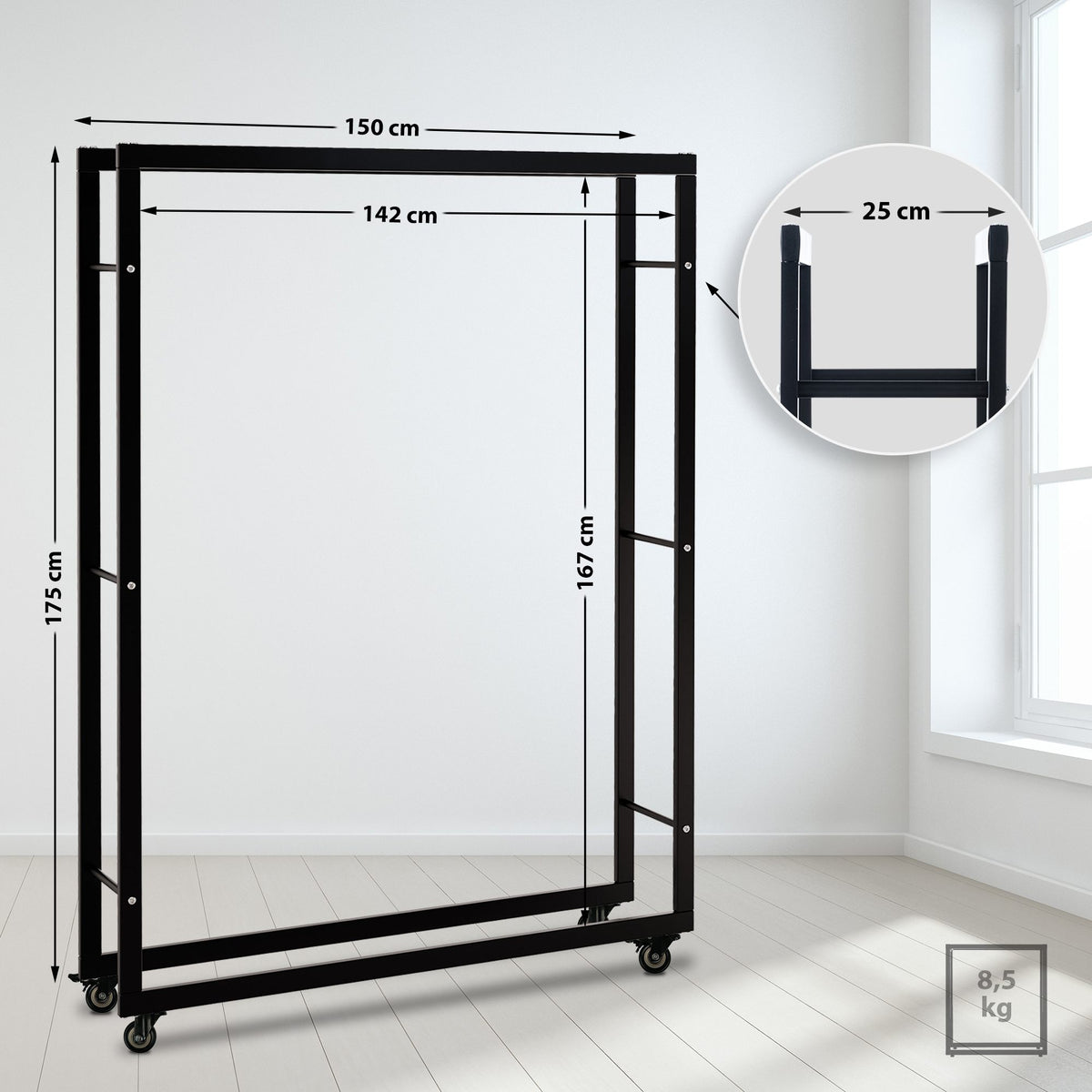 Haardhoutrek Keri met wielen 25x150x175 (2)
