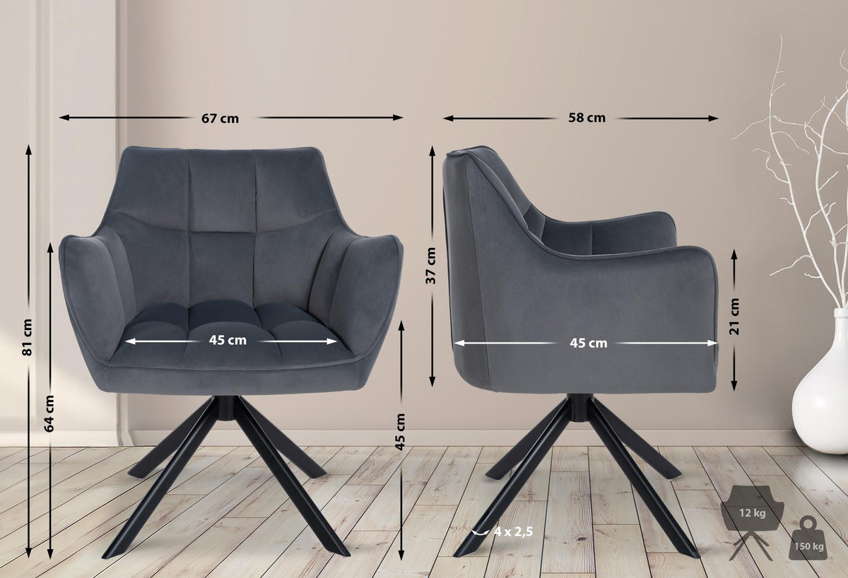 Eetkamerstoel Swing fluweel zwart (9)