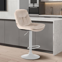Barkruk Laurel fluweel wit (3)