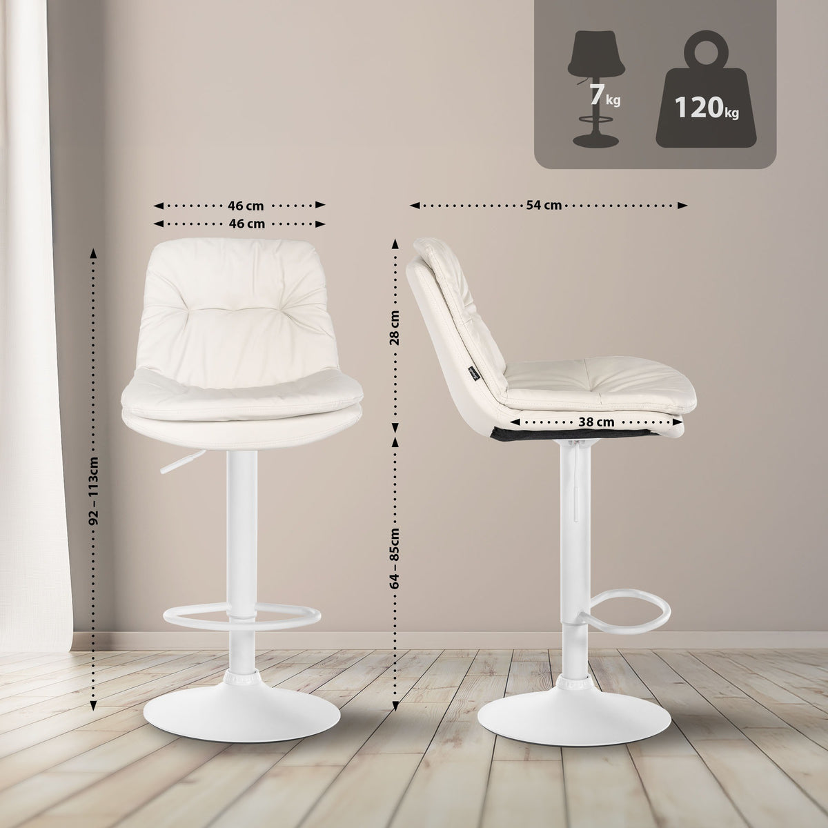Barkruk Laurel kunstleer wit (9)