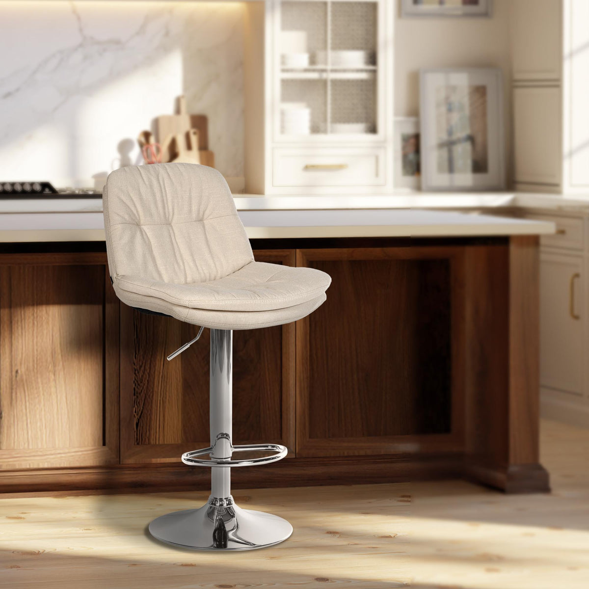 Barkruk Laurel stof chroom (10)