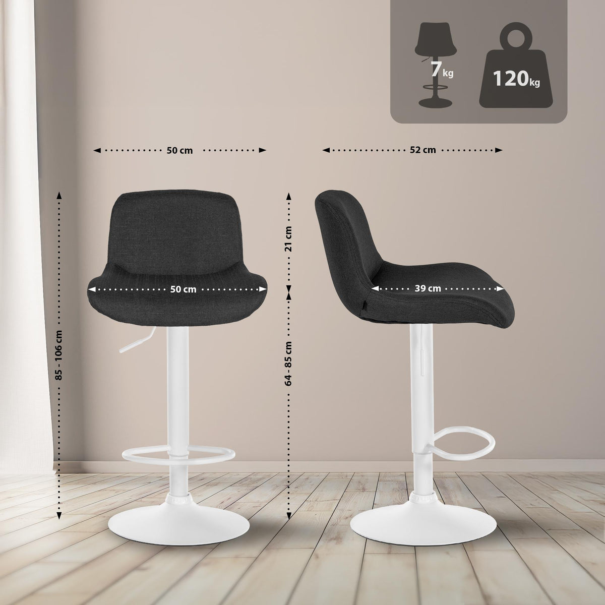 Set van 2 barkrukken Solon wit fluweel (9)