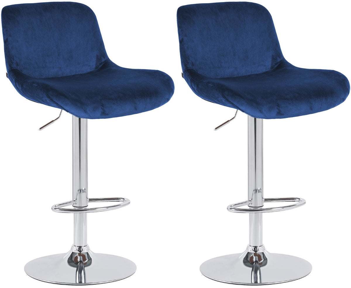 2-delige set barstoelen Solon chroom fluweel