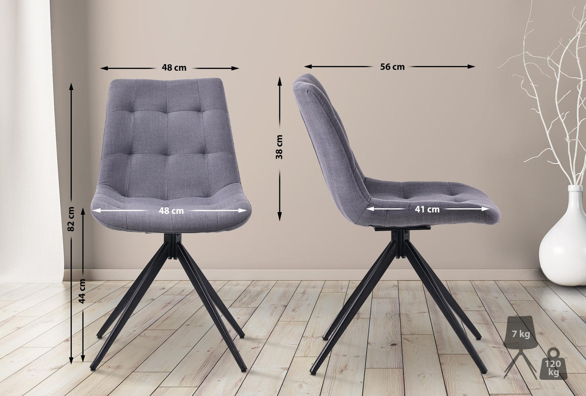 2-delige set eetkamerstoel Merna stof (2)