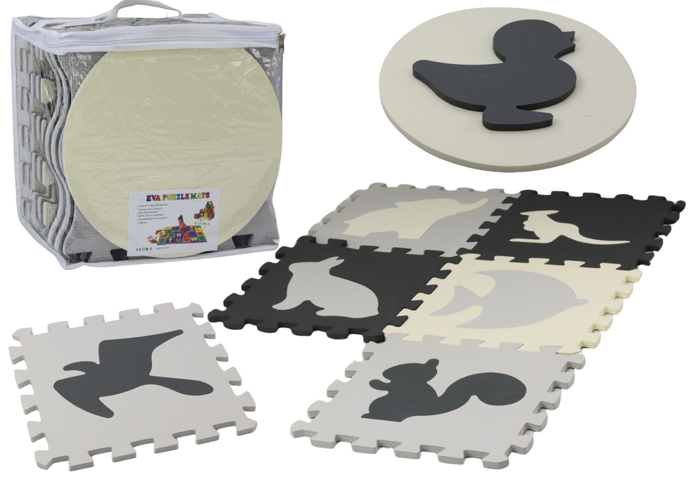 Zachte puzzelmat, contrasterend educatief EVA-schuim, grijs, 28 delen