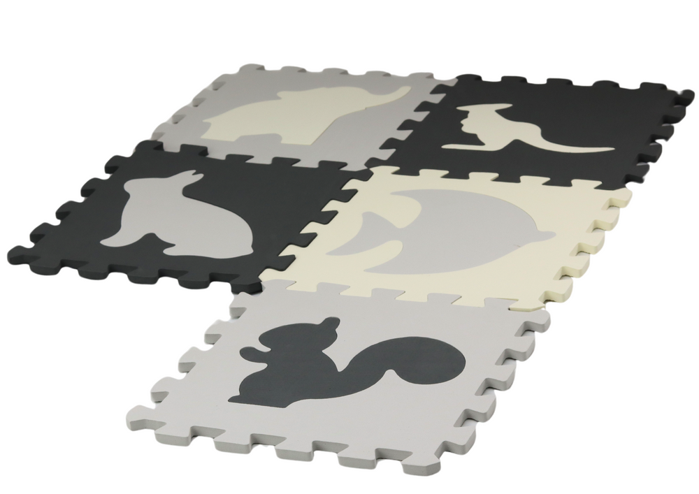 Zachte puzzelmat, contrasterend educatief EVA-schuim, grijs, 28 delen (2)