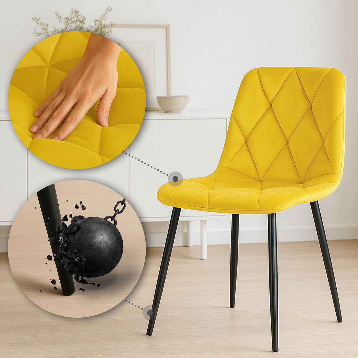 Set van 2 Clairton fluwelen eetkamerstoelen (3)