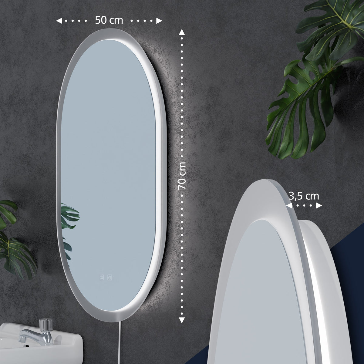 Badkamerspiegel Karishma 70x50 zonder Bluetooth (2)