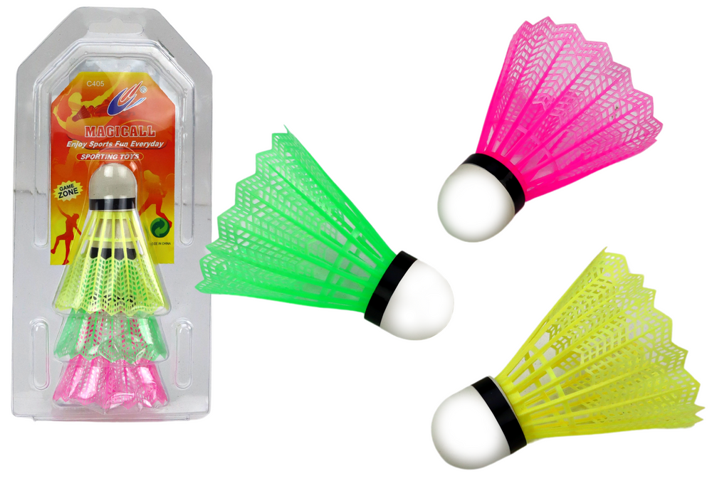 Set badmintonshuttles, 3-delig, klassiek, gekleurd