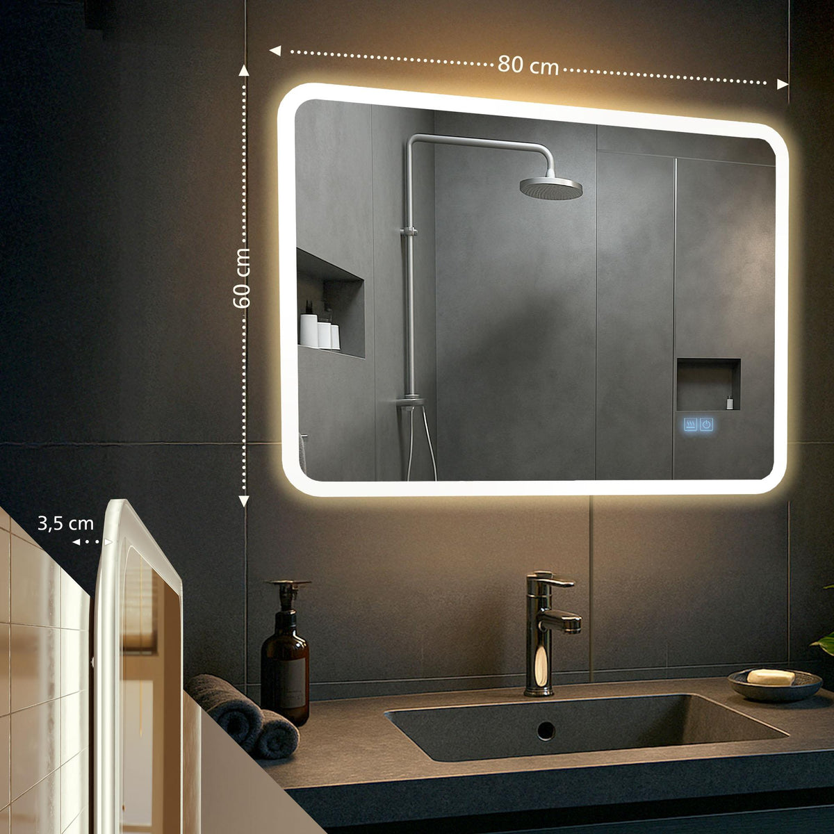 Badkamerspiegel Jericho met Bluetooth (2)