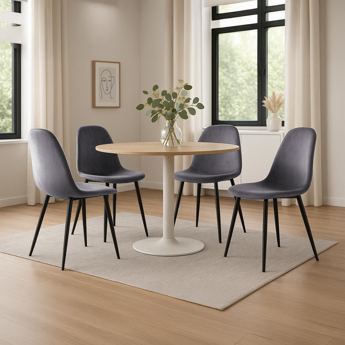 4-delige set eetkamerstoelen Napier fluweel (10)
